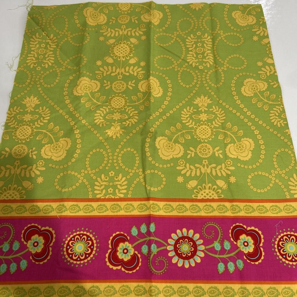Michael Miller Ooh La La Colorful Floral Border Fabric Pillow & Maxfield Cotton